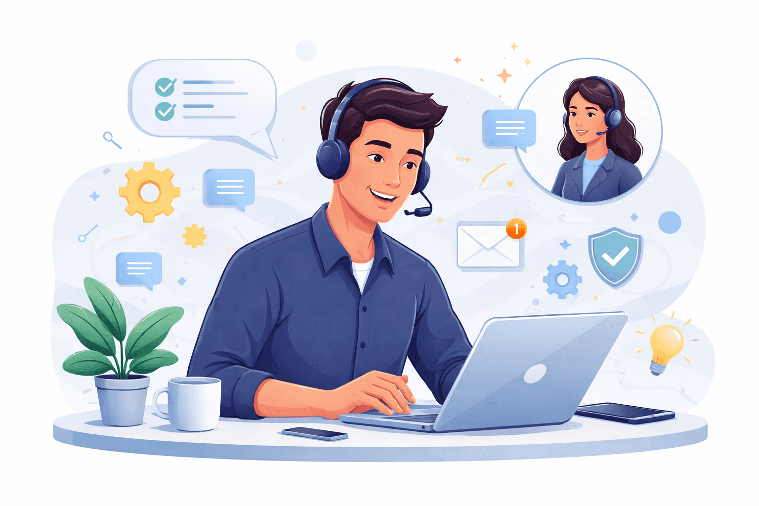 Illustration of team members brainstorming ideas